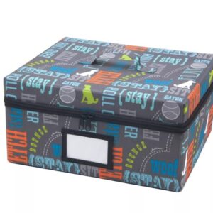 Paw Prints Fabric Word Design Zip-Up & Collapsible On-The-Go Storage Bin
