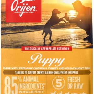 ORIJEN Puppy Dry Dog Food, Grain Free Dry Dog Food for Puppies, Fresh or Raw Ingredients, 4.5lb
