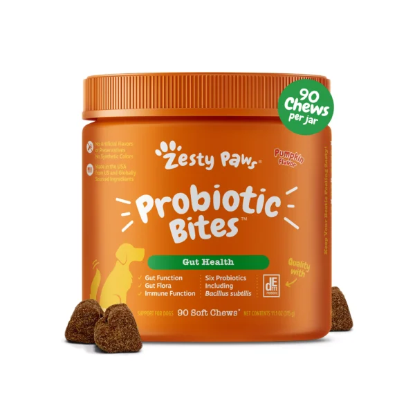 Zesty Paws Probiotic Dog Chews – Pumpkin, 90 Ct
