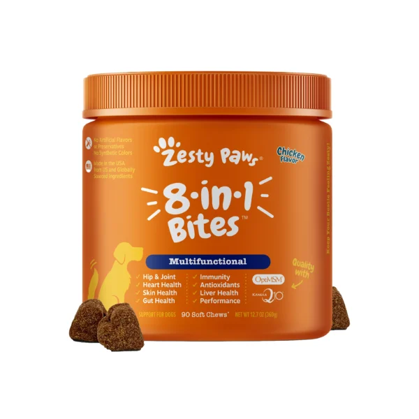 Zesty Paws 8-in-1 Multivitamin Supplement for Dogs - Chicken Flavored Soft Chews - 90 Count